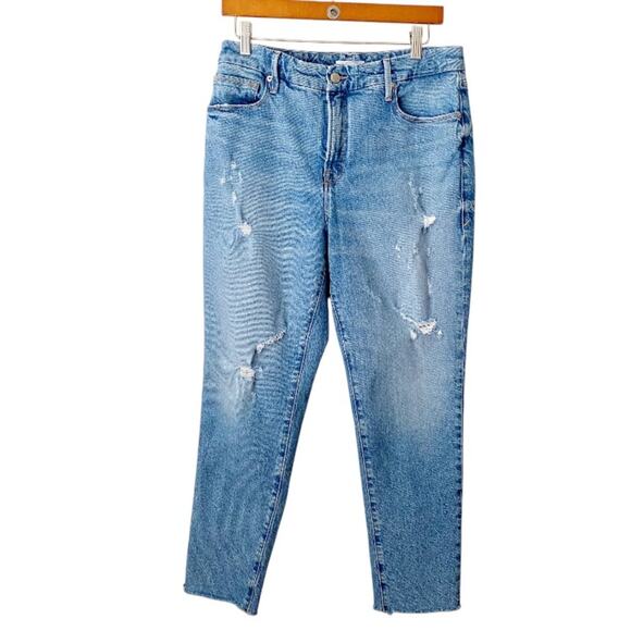 Good American | The Weekender Jeans Distressed Straight Leg Indigo Blue Size 26 - Picture 2 of 8